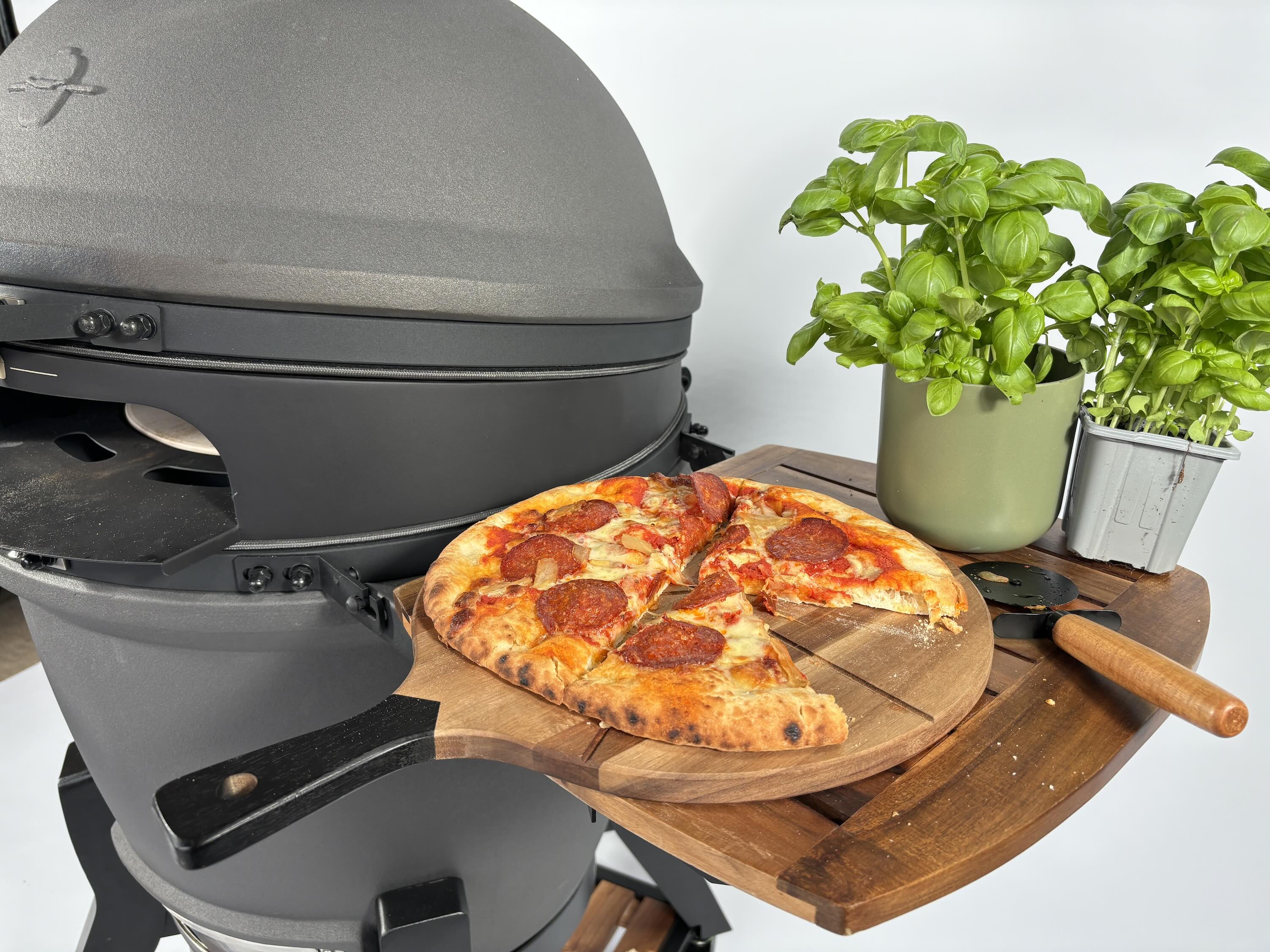 Pizza stone kamado best sale